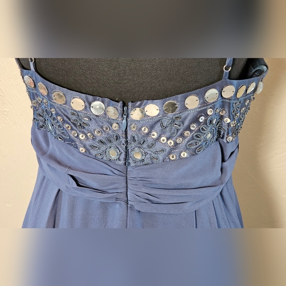 [BCBG MAXAZRIA] Navy Blue Silk SequinBeaded Babydoll Mini Dress 《6》 - Picture 8 of 16